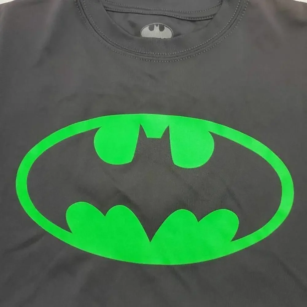 Batman Boys Graphic T-Shirt Gray Green Crew Neck Pullover L‎ 10-12